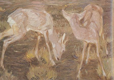 Franz Marc Deer at Dusk (mk34) oil painting image